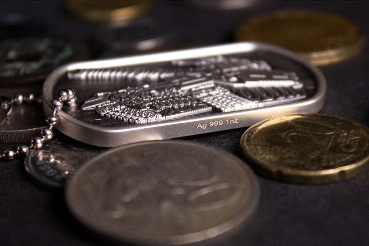 Military Tags Army 1 oz Silver Antiqued Bar - Image 2