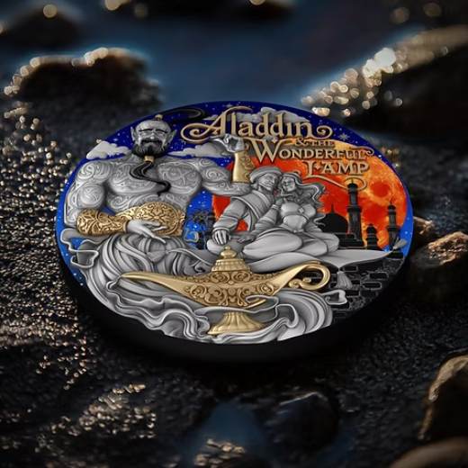 Aladdin and the wonderful Lamp 2 Oz UHR Gilded Silver - Image 6