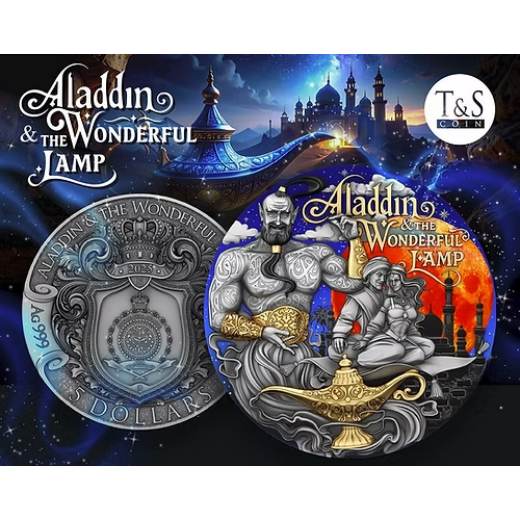 Aladdin and the wonderful Lamp 2 Oz UHR Gilded Silver - Image 3