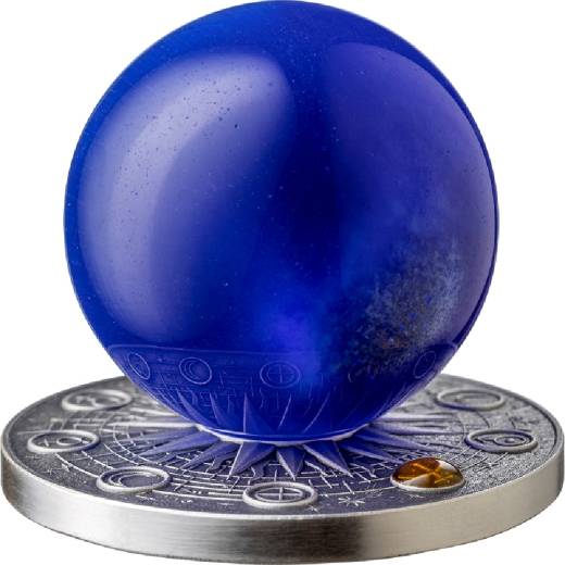 Moon Solar System 2 Oz Antique Finish Silver Coin