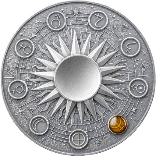 Moon Solar System 2 Oz Antique Finish Silver Coin - Image 8