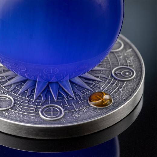 Moon Solar System 2 Oz Antique Finish Silver Coin - Image 5