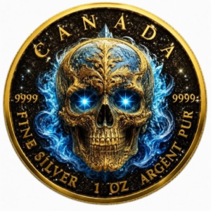 Azure Death Diamond Dust Maple Leaf 1 Oz Silver Coin